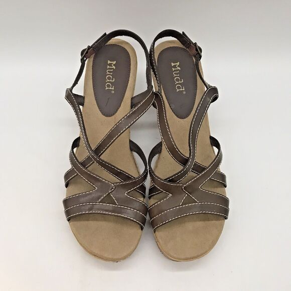 Mudd Kerwin Vtg. Y2K 90s Strappy Platform Wedge Sandal Women's 10M Brown Boho - Picture 5 of 11